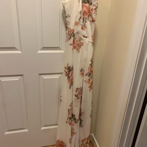 Lulu’s cream colored floral print long dress